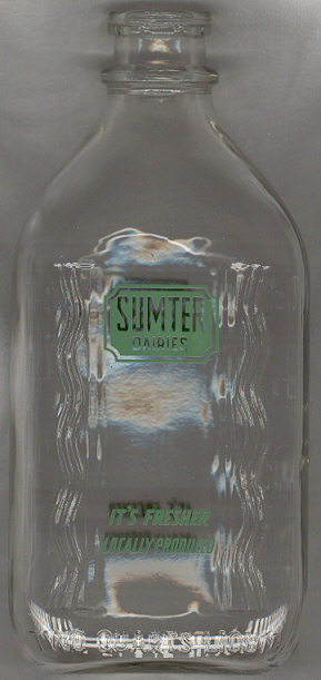 Sumter Dairies two quart milk bottle.