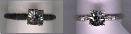 Silver ring, before and after cleaning.