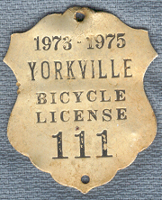 1973-1975 Yorkville Bicycle License 111.