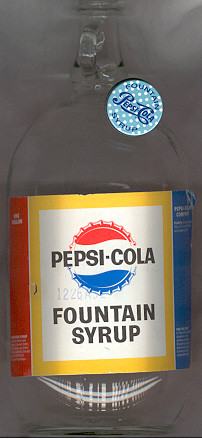 One gallon Pepsi-Cola Fountain Syrup bottle.