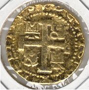 Spanish coin front view.